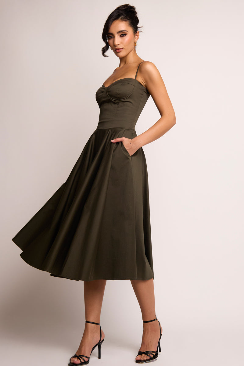 Jade Olive Corset Midi Dress Jade Olive Corset Midi Dress