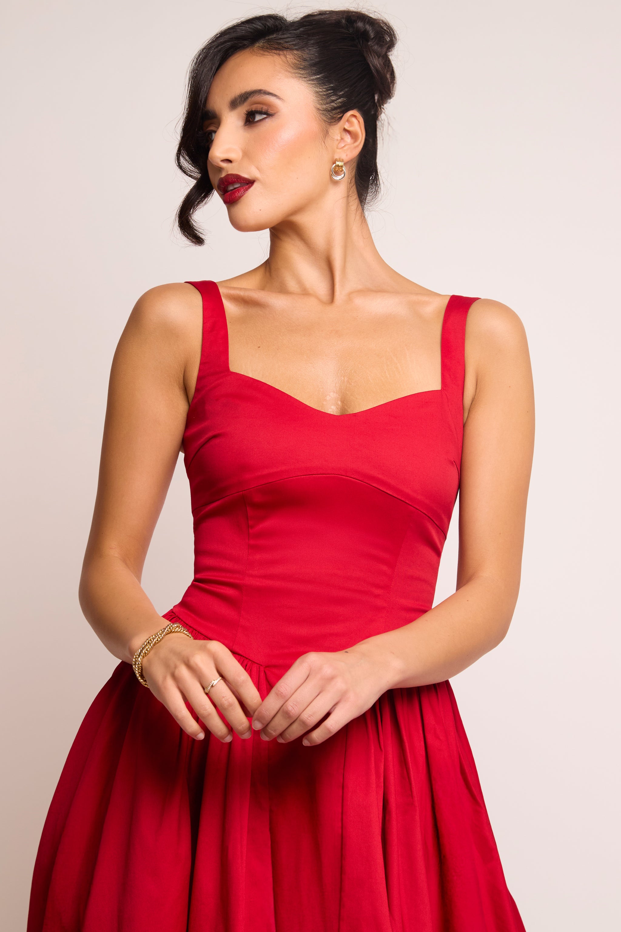 strapless open back dress Cerra Red Sweetheart Gown Maxi Dress