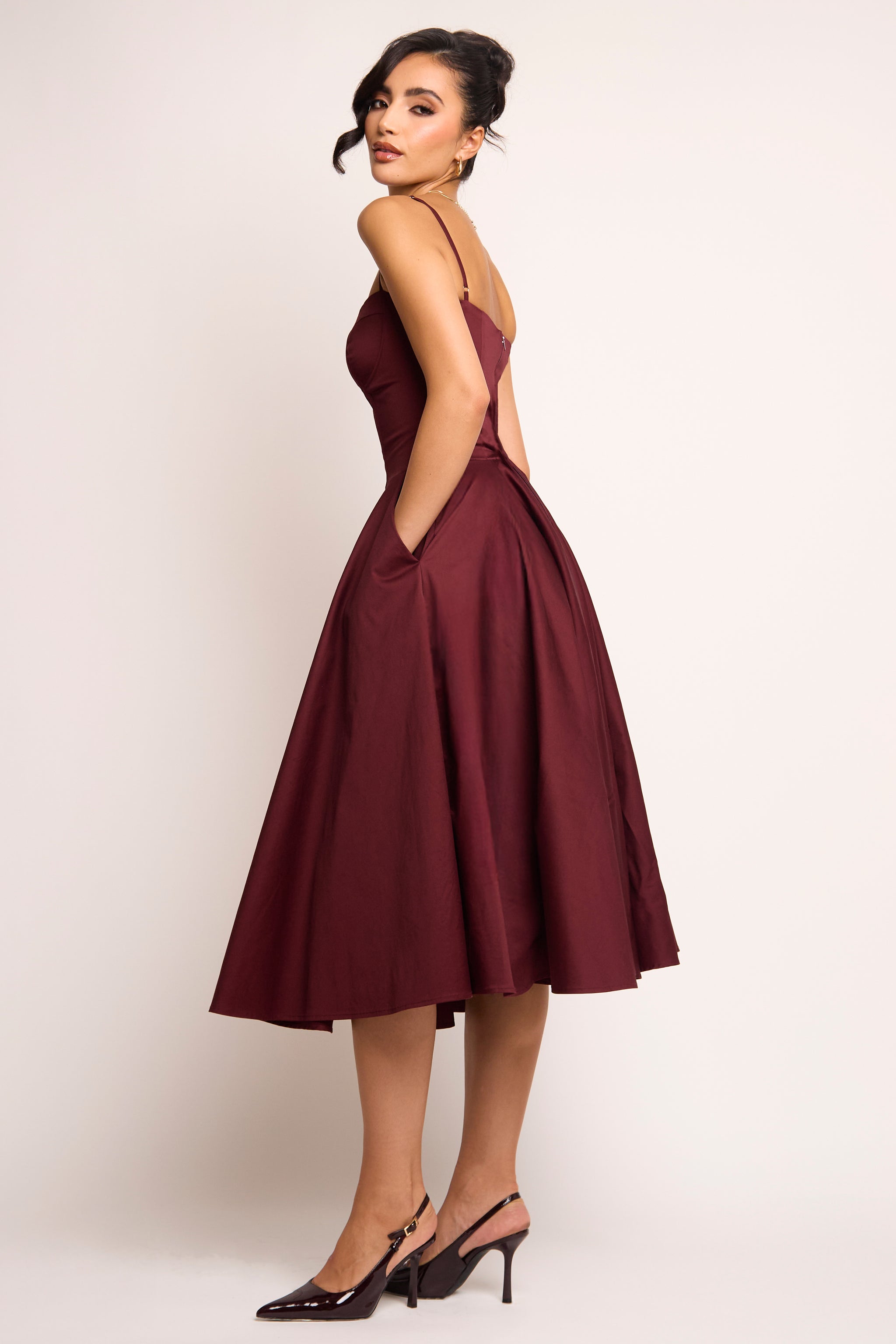 Jade Burgundy Corset Midi Dress Jade Burgundy Corset Midi Dress