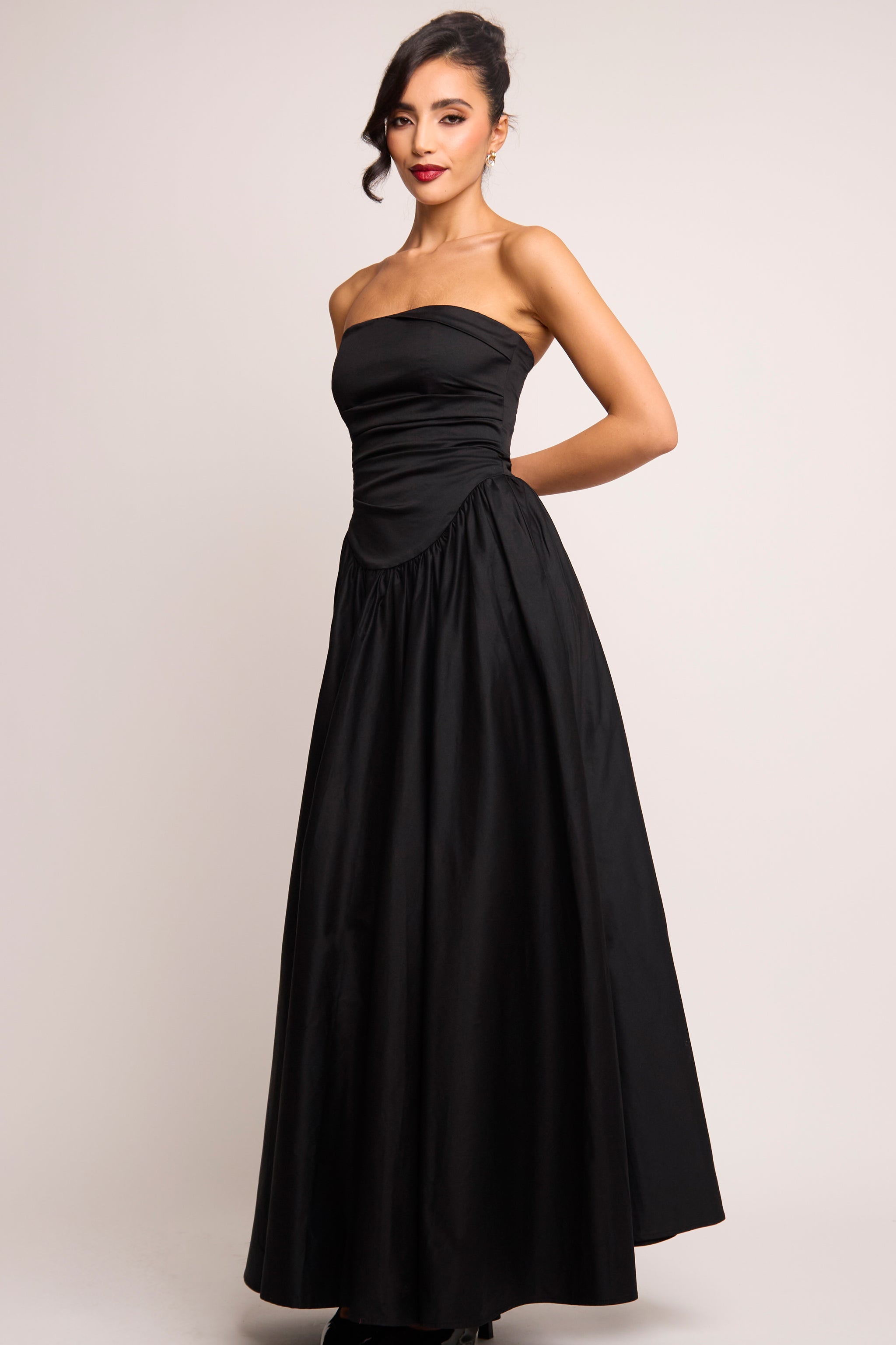 Leena Black Bandeau Fold Gown Maxi Dress