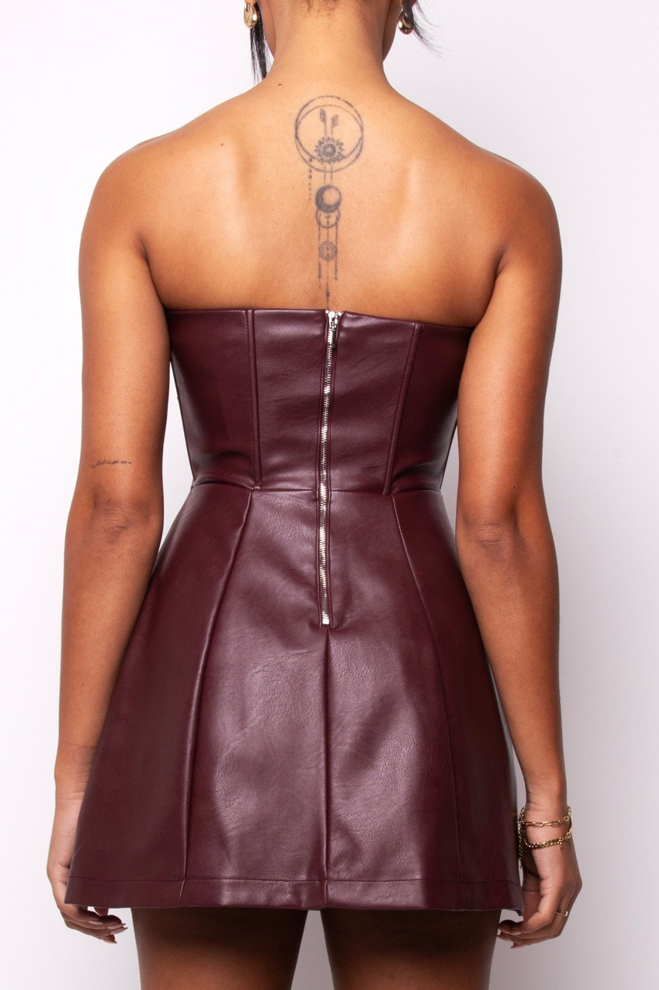 Shop Lorna Burgundy Faux Leather Dress  UK Bold Fit