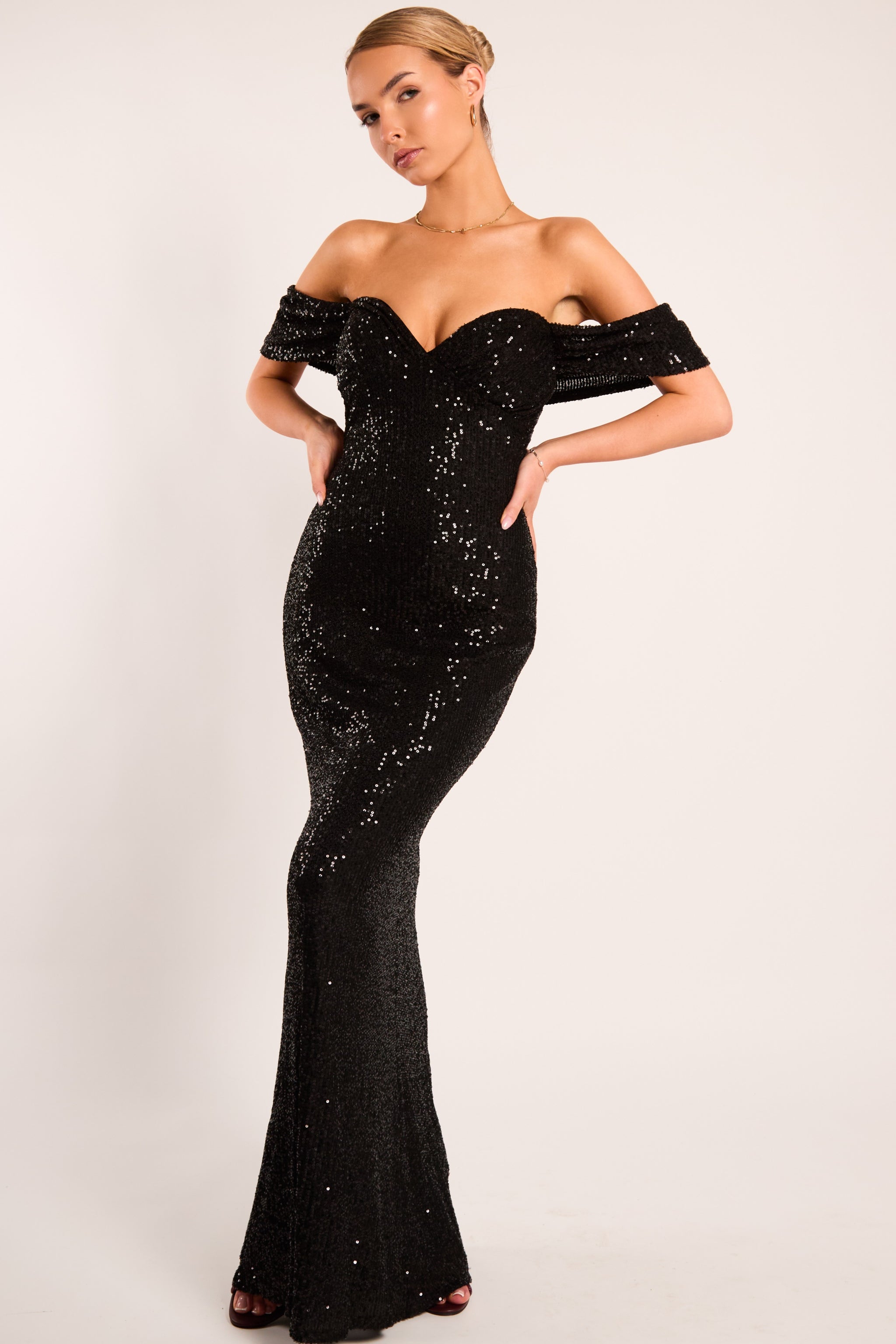 green emerald velvet dress Black Sparkling Moments Sequin Maxi Dress