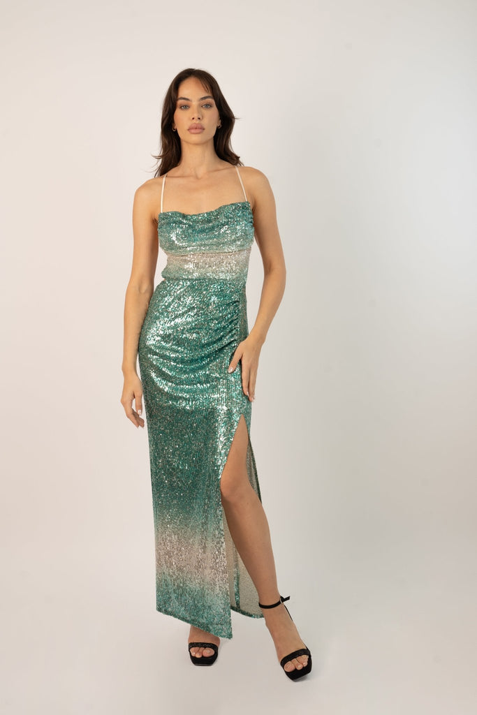 ADA Maxi Ombre Sequin Maxi Dress - Jadedroselondon