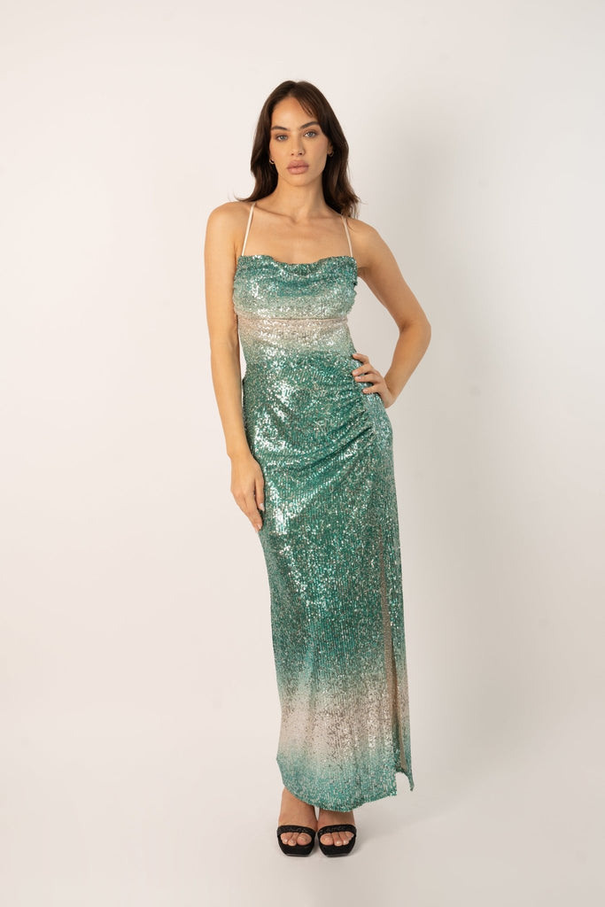 ADA Maxi Ombre Sequin Maxi Dress - Jadedroselondon