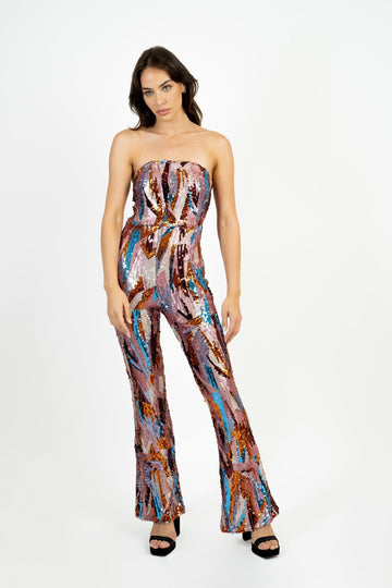 Beena Jumpsuit in Multi Sequin - Jadedroselondon