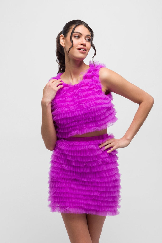 Kiba Mesh Skirt in Fuscia. Playful & Versatile - Jadedroselondon