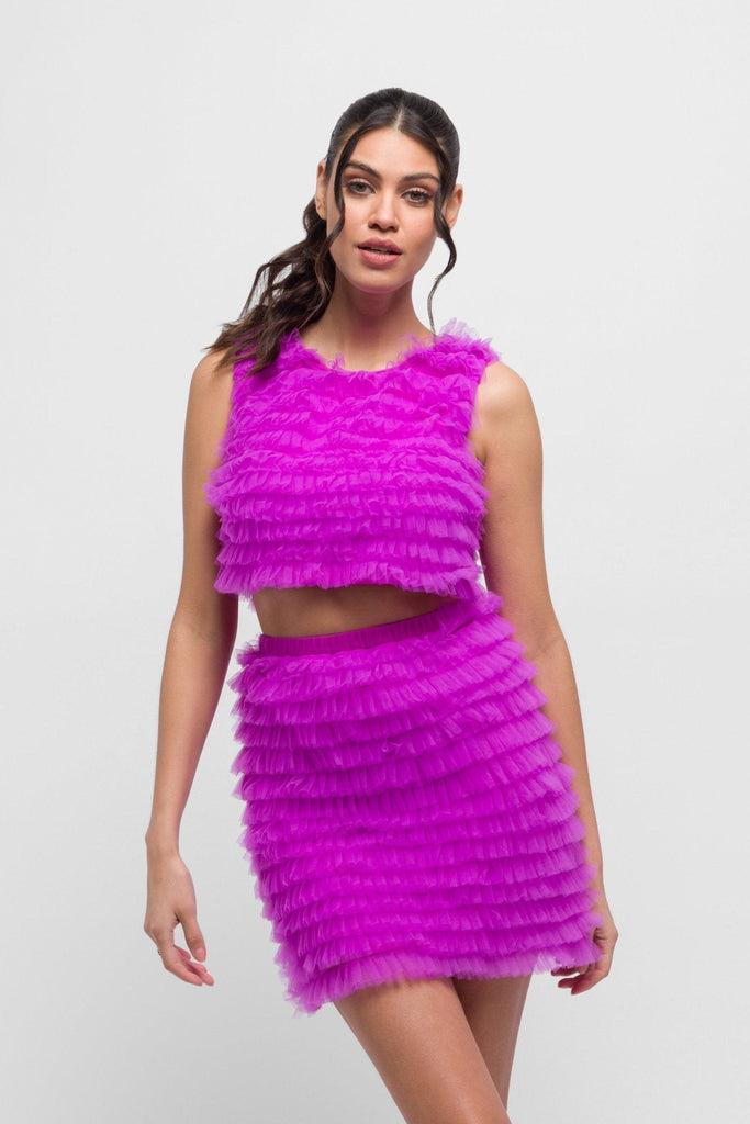 Kiba Mesh Skirt in Fuscia. Playful & Versatile - Jadedroselondon