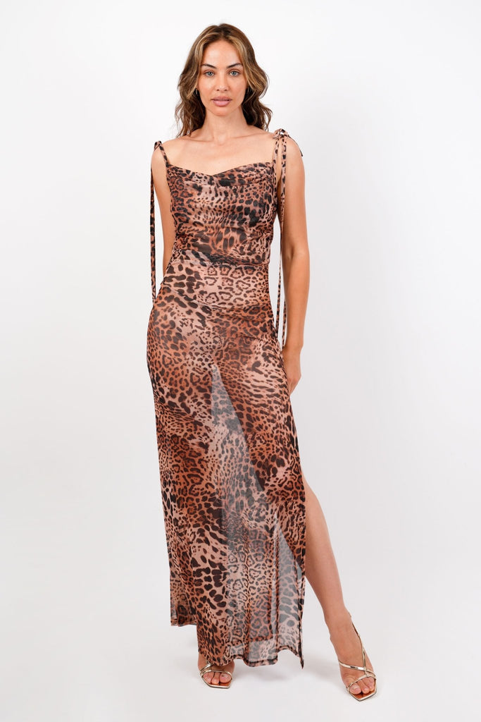 Lena Leopard Maxi Dress - Backless - Jadedroselondon