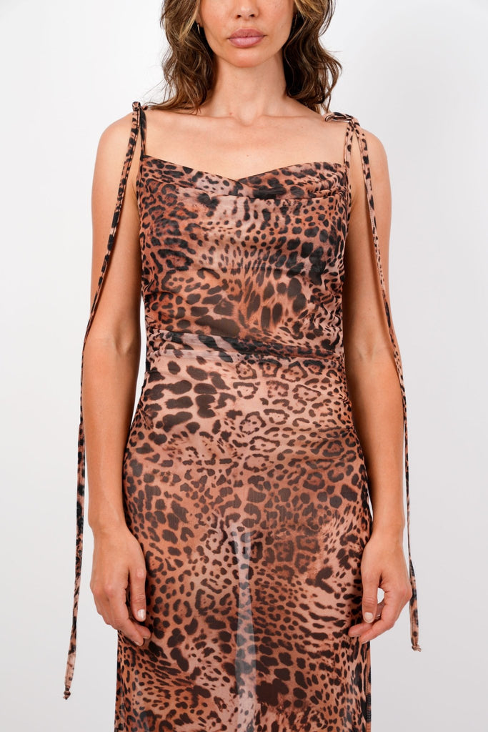Lena Leopard Maxi Dress - Backless - Jadedroselondon