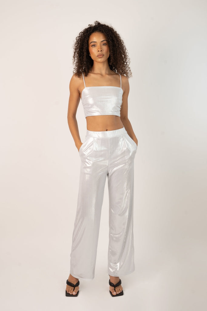 Lilo Pants in Silver Metallic - Jadedroselondon