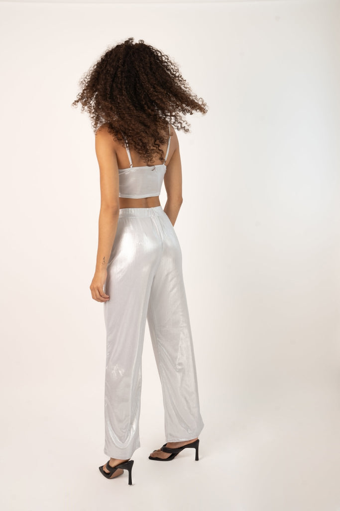 Lilo Pants in Silver Metallic - Jadedroselondon