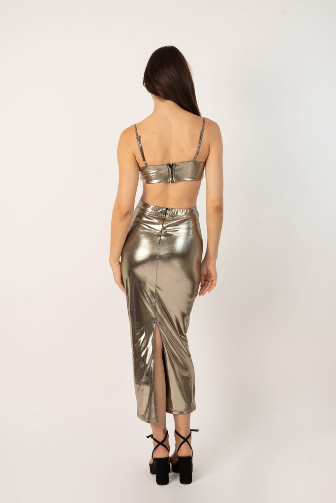 Lilo Skirt in Metallic Gold - Jadedroselondon