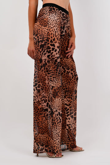 Nila Leopard Pants - Mesh - Jadedroselondon