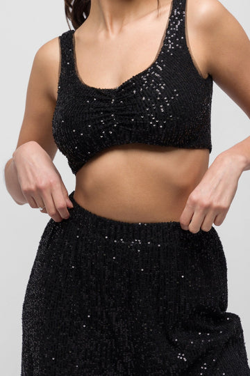 Sali Sequin Top in Black. Dazzling & Versatile - Jadedroselondon