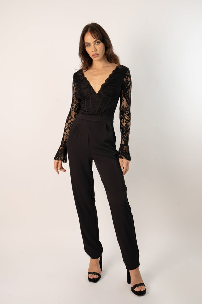Baela Lace Bodysuit in Black - Jadedroselondon
