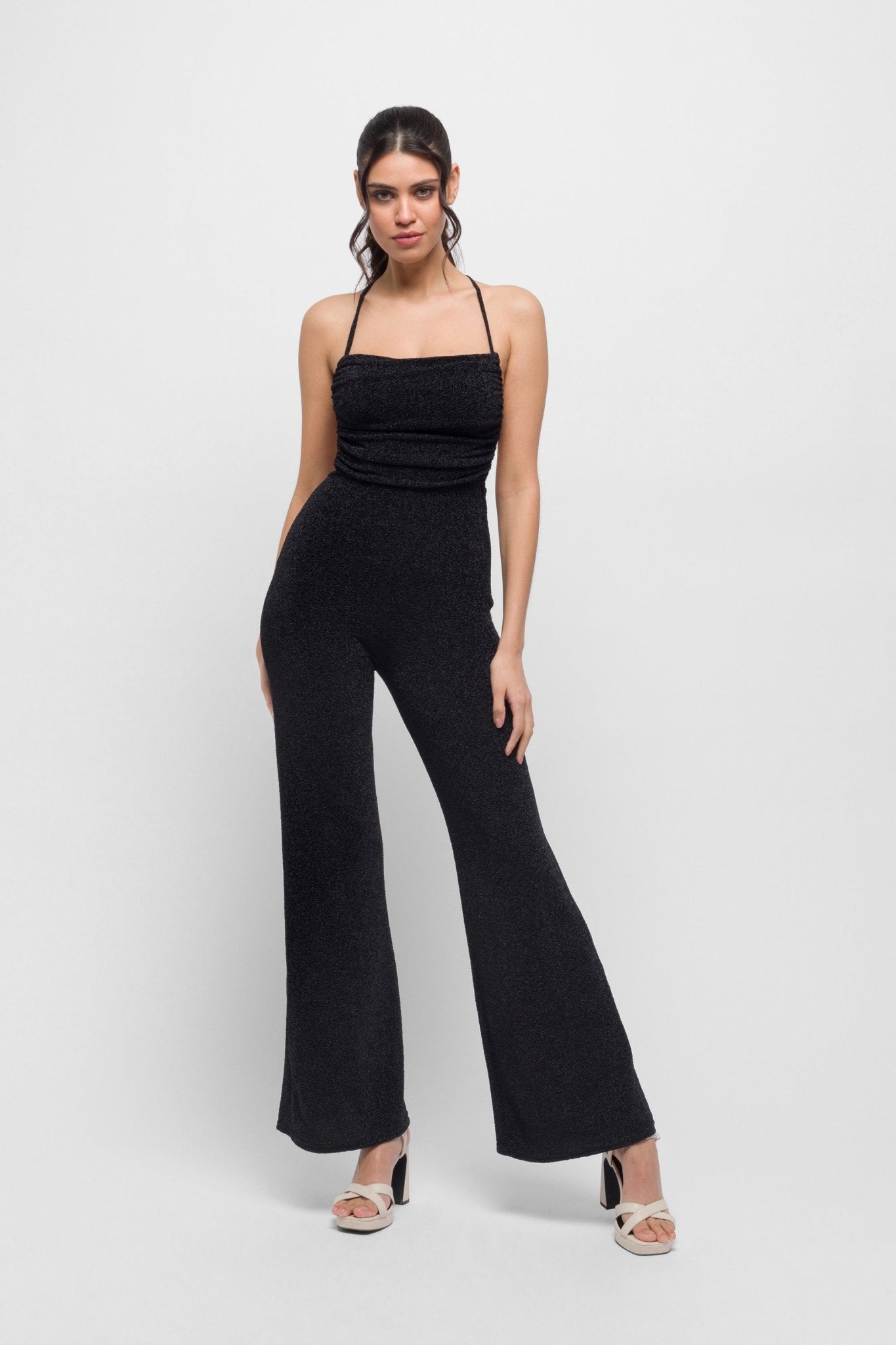 Bella Black Open-Back Strappy Jumpsuit Bella Black Open-Back Strappy Jumpsuit