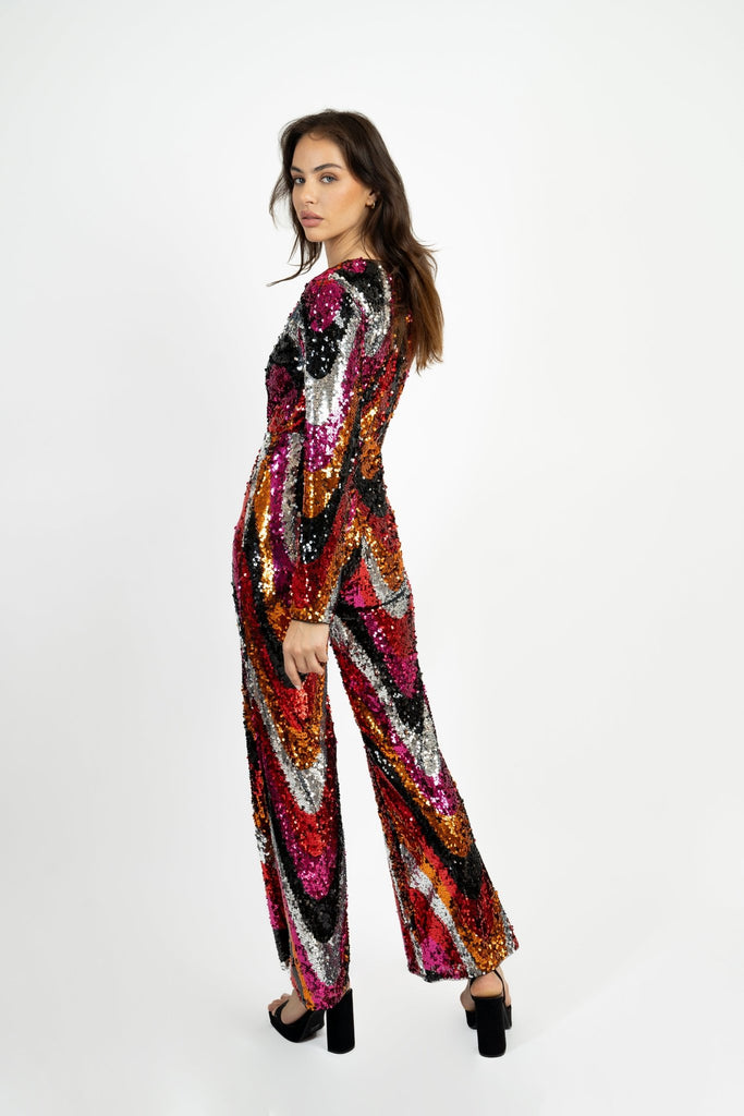 Bethany Multi Colour Sequin Jumpsuit - Jadedroselondon