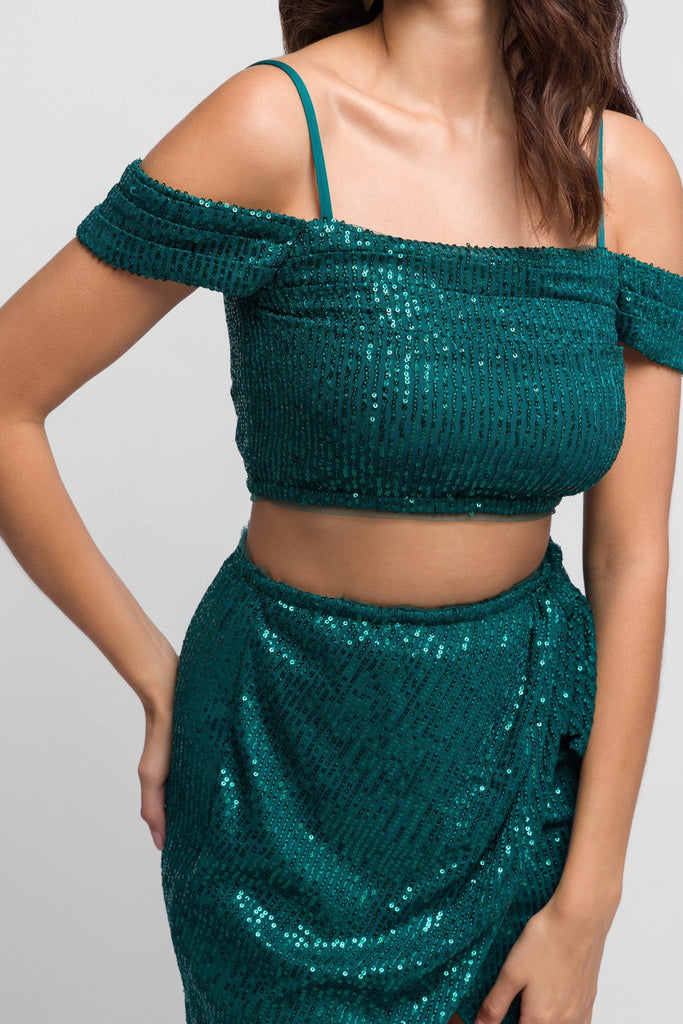 Ebbie Top and Skirt in Emerald Green - Jadedroselondon