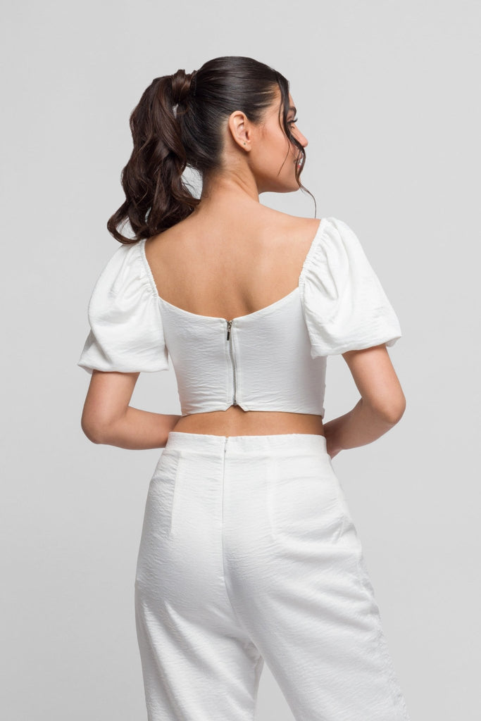 Kelly White Top with Puffy Sleeves. Cute & Feminine - Jadedroselondon