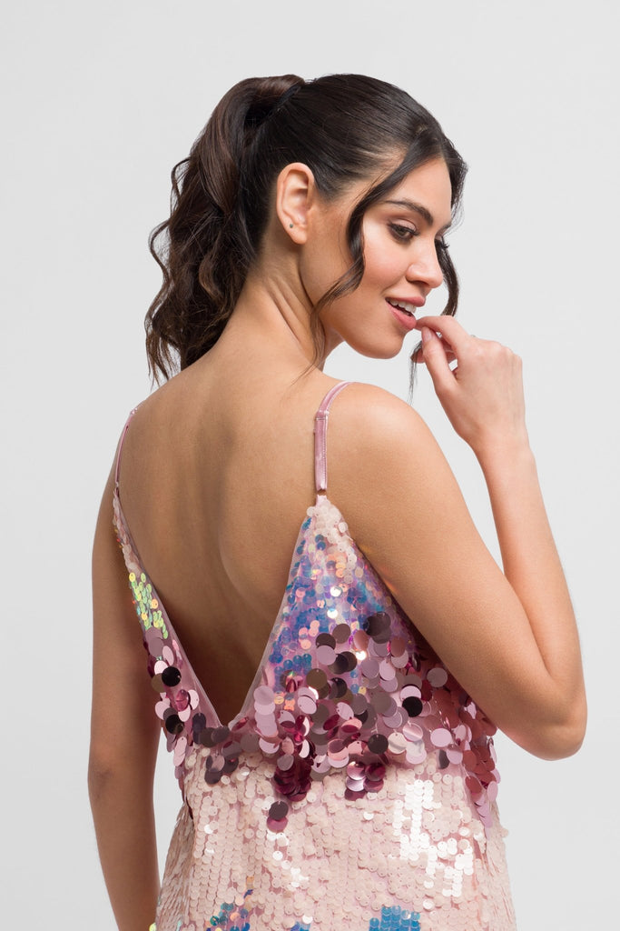 Kia Multi Colour Sequin Mini Dress. Bold & Festive - Jadedroselondon