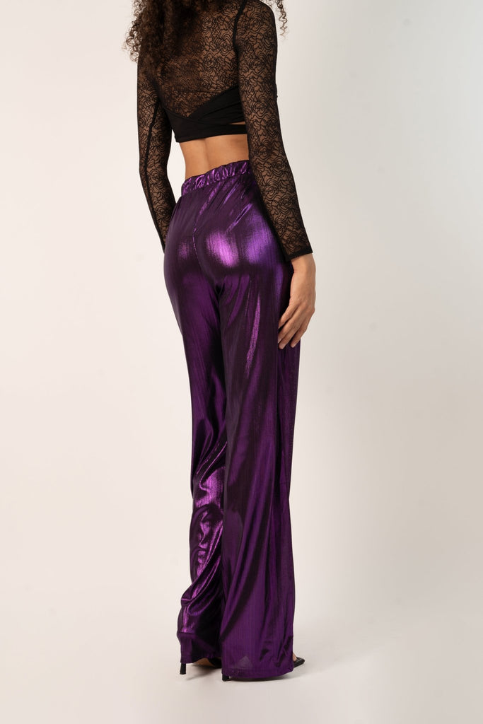 Lilo Pants - Purple Straight Cut Trousers - Jadedroselondon