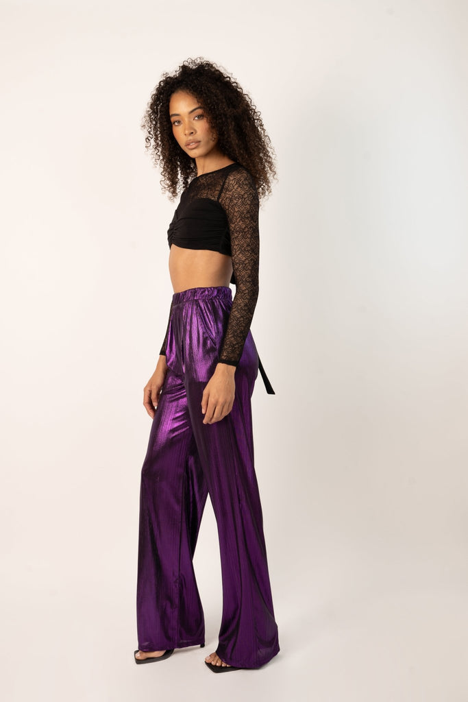 Lilo Pants - Purple Straight Cut Trousers - Jadedroselondon