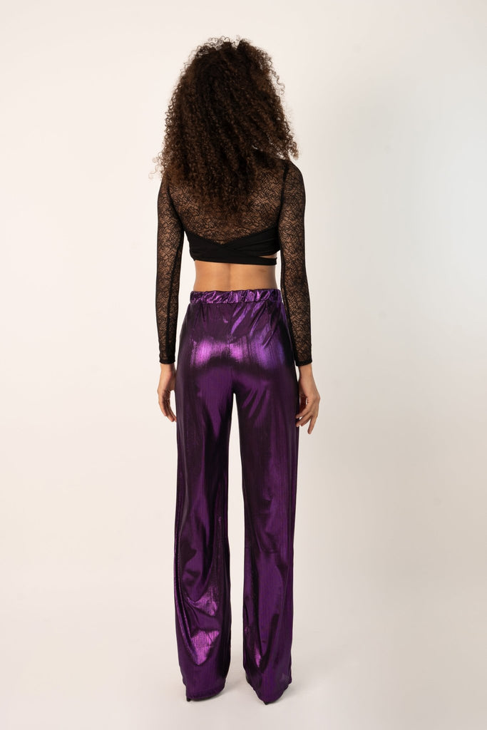 Lilo Pants - Purple Straight Cut Trousers - Jadedroselondon