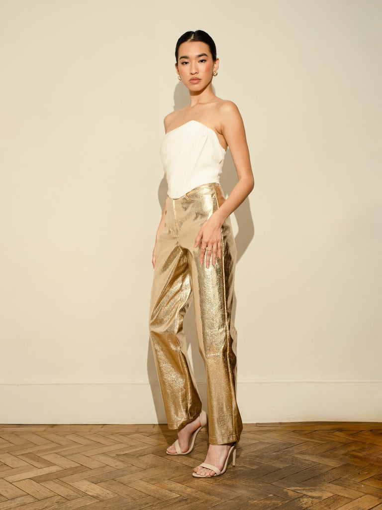 MiMi Metallic Trousers - Fashion Fit - Gold - Jadedroselondon