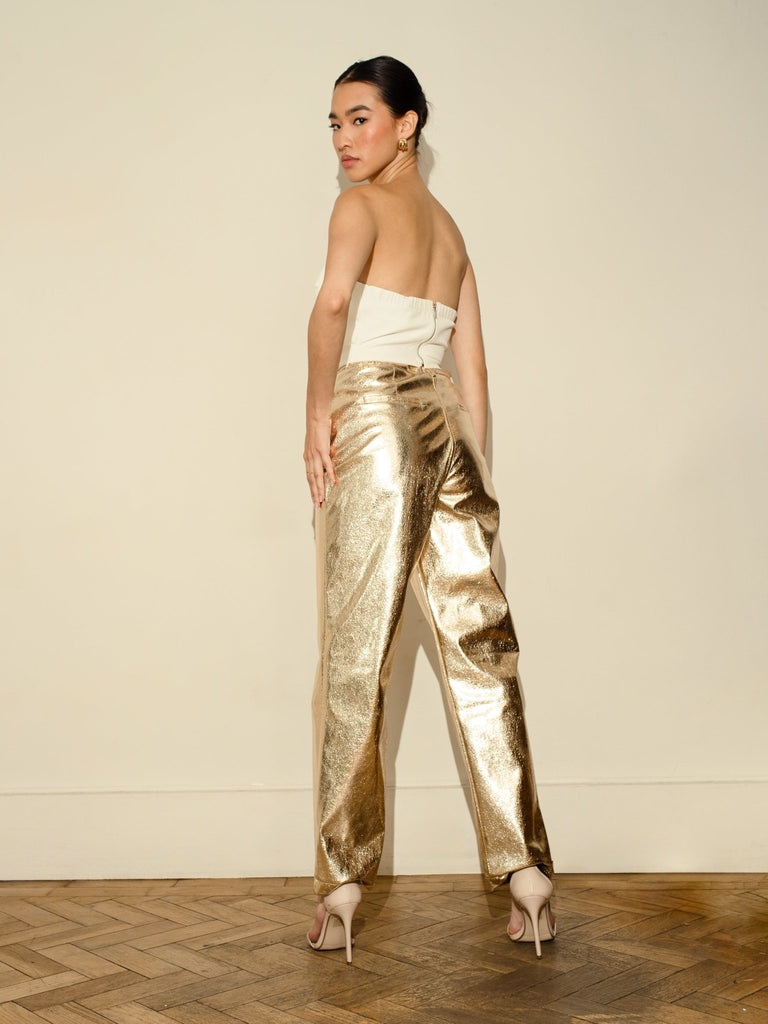 MiMi Metallic Trousers - Fashion Fit - Gold - Jadedroselondon