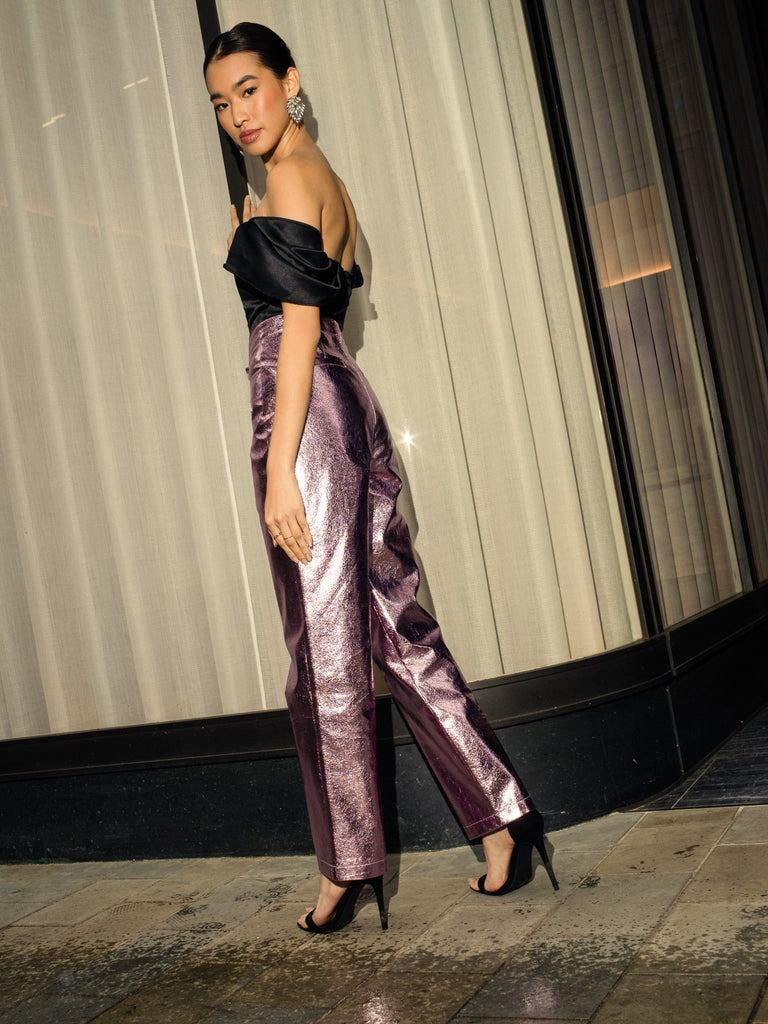MiMi Metallic Trousers - Fashion Fit - Pink - Jadedroselondon