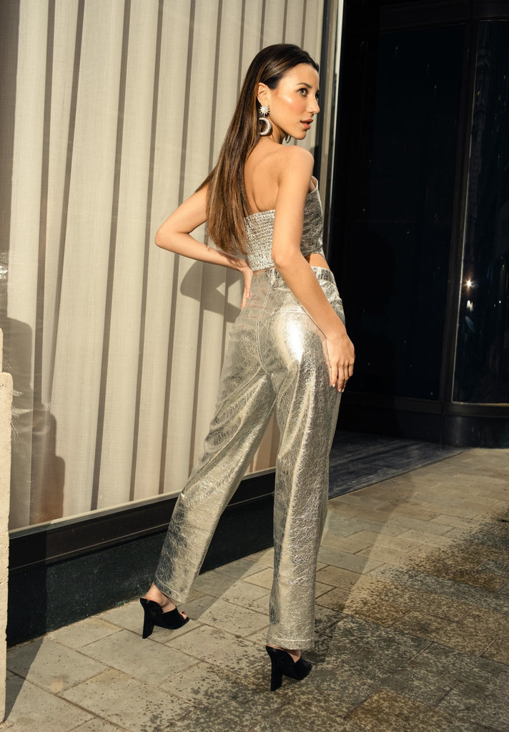 MiMi Metallic Trousers - Fashion Fit - Silver - Jadedroselondon