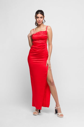Nell Maxi Dress in Red with Open Back. Bold & Elegant. - Jadedroselondon